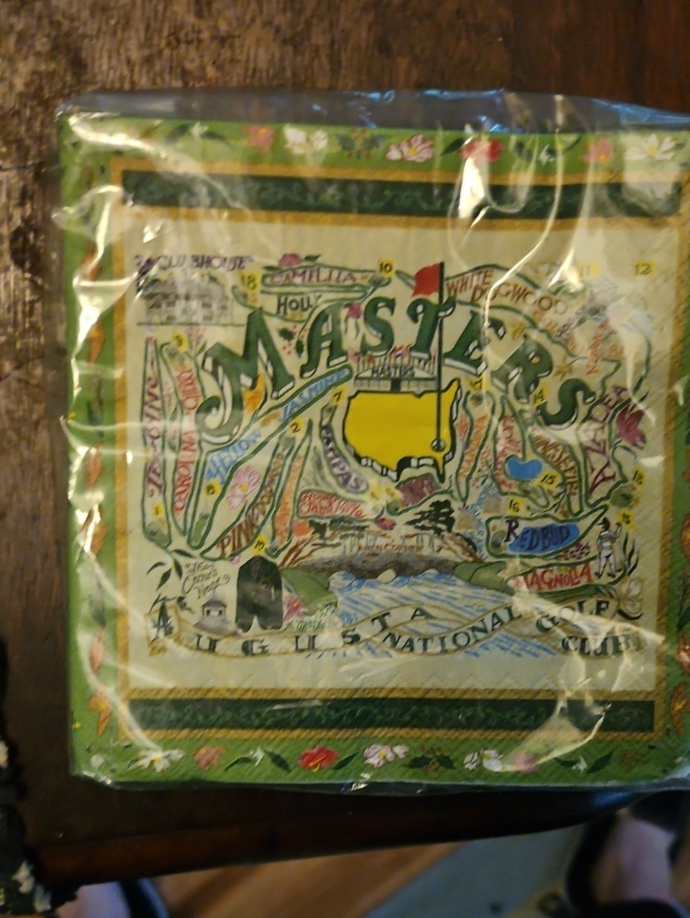 Masters Tournament Souvenir Paper Cocktail  Napkins- Green & Yellow